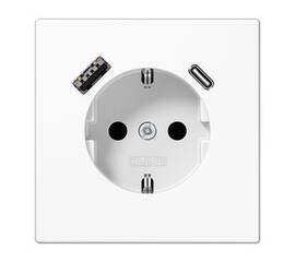 Розетка 2K+З USB Typ AC Jung LS1520-15CAWW