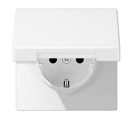 Розетка Schuko с крышкой и шторками Jung LS1520BFKIKLWWM