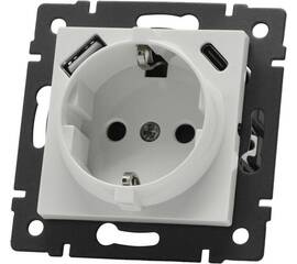 Механизм розетки с быстрой USB зарядкой Arlight SCT-MUAC-PL-WH-V (250V, 16A) 049822