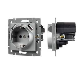Механизм розетки с USB зарядкой Arlight SCT-MUAA-PL-GR-V (250V, 16A) 049820