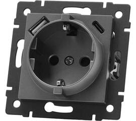 Механизм розетки с USB зарядкой Arlight SCT-MUAC-PL-GR-V (250V, 16A) 049831