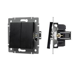 Механизм выключателя двухклавишный непроходной Arlight SWT-MK02-PL-BK-V (250V, 10A) 049888