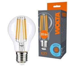 Лампа светодиодная филаментная WOLTA 20Вт 6500K Е27 груша прозрачная WF-A60-20W6KE27