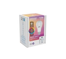 Лампа светодиодная диммируемая Gauss Smart Home E27 10W 2700-6500K RGBW матовая 1180112
