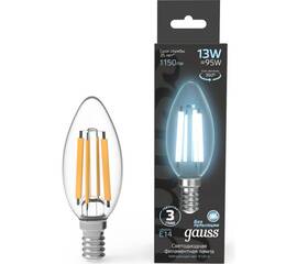 Лампа светодиодная филаментная Gauss E14 13W 4100K прозрачная 103801213