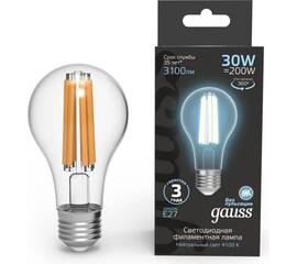Лампа светодиодная филаментная Gauss E27 30W 2700K прозрачная 102902230