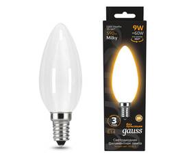 Лампа светодиодная филаментная Gauss E14 9W 3000К матовая 103201109