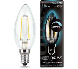 Лампа светодиодная диммируемая Gauss филаментная E14 5W 4100К прозрачная 103801205-D