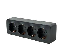 Розетка 4-местная 2P+PE Stekker София черный матовый MST16-14-05 49506