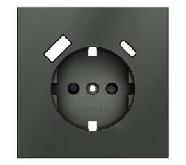 Накладка для розетки с заземлением и защитными шторками, с USB A+C Voltum S70 (титан) VLS001006