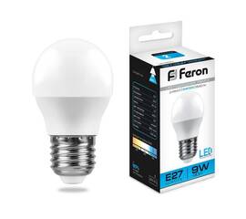 Лампа светодиодная Feron E27 9W 6400K Шар Матовая LB-550 25806