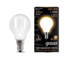 Лампа светодиодная филаментная Gauss E14 5W 2700К матовая 105201105