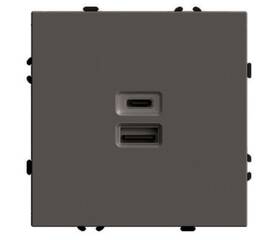 Розетка 2-местная USB + Type C (механизм) Stekker Эмили 250В 20W RST10-5115-09 антрацит soft touch 4