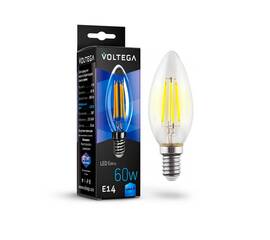 Лампа светодиодная филаментная Voltega E14 6W 4000К прозрачная VG10-C1E14cold6W-F 7020