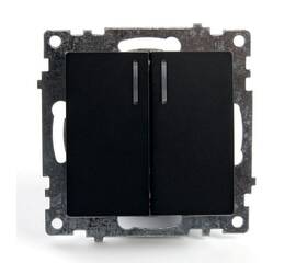 Выключатель двухклавишный Stekker Катрин с подсветкой черный GLS10-7102-05 39607
