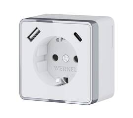Розетка с заземлением, шторками и USB тип A+C Werkel Gallant белый W5071701 4690389179594
