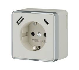 Розетка с заземлением, шторками и USB тип A+C Werkel Gallant слоновая кость W5071703 4690389179600