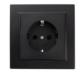Розетка 2P+PE Stekker Эрна со шторками черный PST16-9010-03 39479