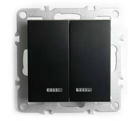 Выключатель двухклавишный Stekker Эрна с подсветкой черный PSW10-9102-03 49147