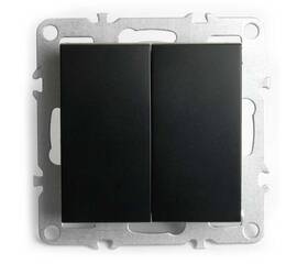 Выключатель двухклавишный Stekker Эрна черный PSW10-9104-03 49149