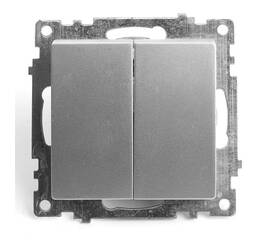 Выключатель двухклавишный Stekker Катрин серебро GLS10-7104-03 39578