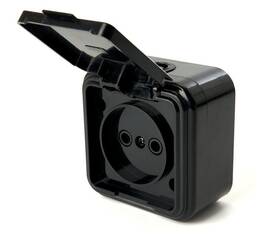 Розетка 2P Stekker Брест с крышкой черный PST16-20-44 39692