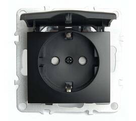 Розетка 2P+PE Stekker Эрна с крышкой черный PST16-9112-03 49156