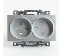 Розетка двойная 2P Stekker Катрин со шторками серебро GLS10-7113-03 39583