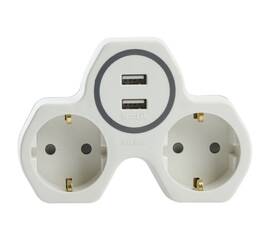 Разветвитель сетевой с 2хUSB Stekker 2гн с/з ADP16-14-20 32872