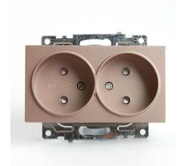 Розетка двойная 2P Stekker Катрин со шторками шампань GLS10-7113-02 39597
