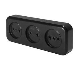 Розетка тройная 2P Stekker Брест черный PST16-50-20 39700