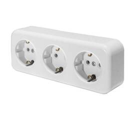 Розетка тройная 2P+PE Stekker Брест белый PST16-51-20 39697