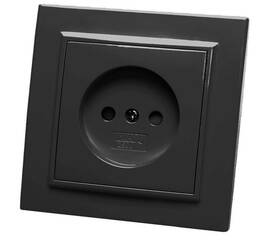 Розетка 2P Stekker Эрна со шторками черный PST10-9009-03 39477