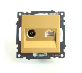 Розетка телевизионная TV + компьютерная RJ-45 Stekker Катрин золото GLS00-7106-08 49230