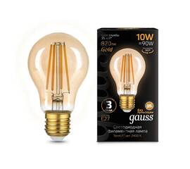 Лампа cветодиодная филаментная Gauss E27 10W 2400K прозрачная 102802010