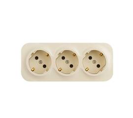 Розетка 3х2К+З Legrand Quteo 16A 250V со шторками слоновая кость 782268