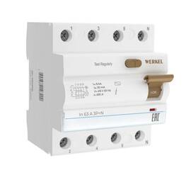 Устройство защитного отключения Werkel 3P+N 63A 30mА АС 6kА W914P636 4690389193200