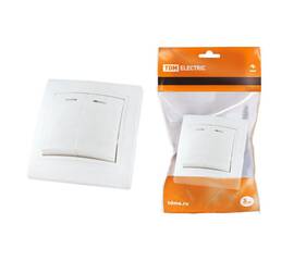 Выключатель двухклавишный TDM Electric Таймыр 10А 250V с подсветкой белый SQ1814-0005