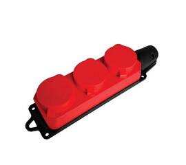 Розетка переносная тройная 2P+PE Stekker Одри с крышкой красный RST16-23-44-3 49401