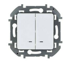Выключатель двухклавишный с подсветкой/индикацией - INSPIRIA - 10 AX - 250 В~ - белый