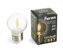Лампа светодиодная Feron E27 2W 2700K прозрачная LB-383 48931