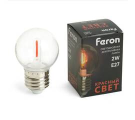 Лампа светодиодная Feron E27 2W красный прозрачная LB-383 48933