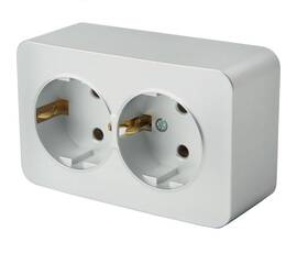 Розетка двойная 2P+PE Stekker София серебро MST16-12-03 49328