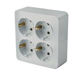 Розетка 4-местная 2P+PE Stekker София серебро MST16-14S-03 49334