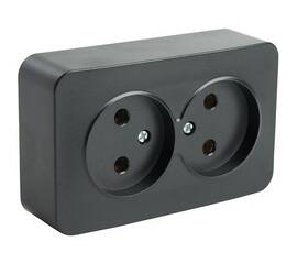 Розетка двойная 2P Stekker София черный MST10-12-02 49315