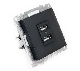 Розетка 2хUSB Stekker Катрин графит GLS10-7115-06 49422