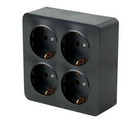 Розетка 4-местная 2P+PE Stekker София черный MST16-14S-02 49322