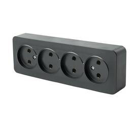 Розетка четырехместная 2P Stekker София черный матовый MST10-14-05 49504