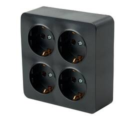 Розетка 4-местная 2P+PE Stekker София черный матовый MST16-14S-05 49510