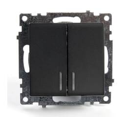 Выключатель двухклавишный Stekker Катрин с подсветкой графит GLS10-7102-06 49409